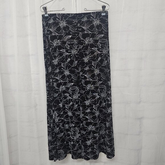 Vintage Briggs Skirt Midi Black Grunge Fairy Y2K Floral M - Picture 7 of 7